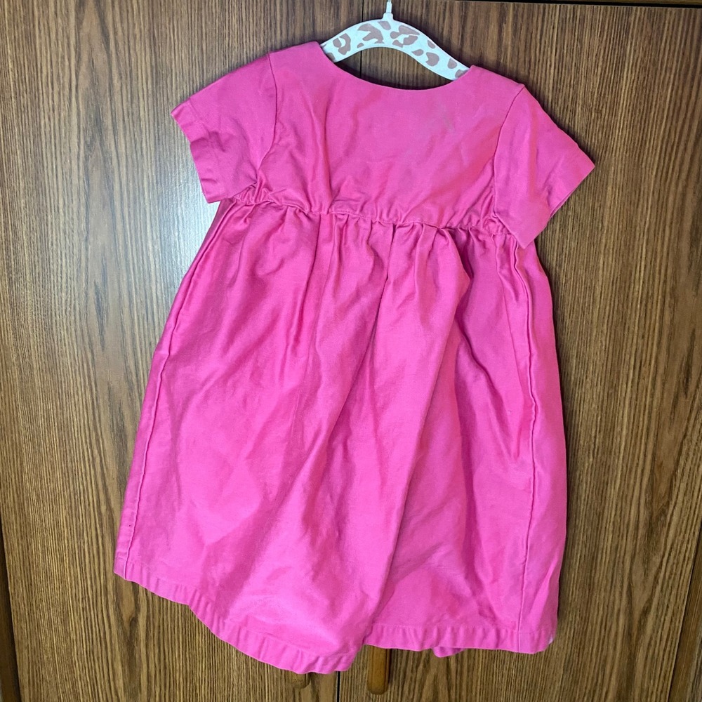 Pips and Poppy Button Back Dress Kids 3T Pink Short Sleeve Cotton Blend Empire
